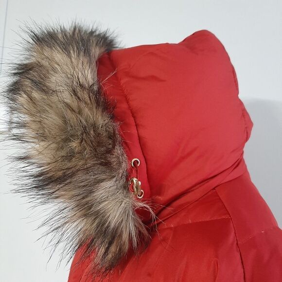 Michael Kors Faux Fur Trim Chevron Quilted Down Coat Size Large - Picture 6 of 9